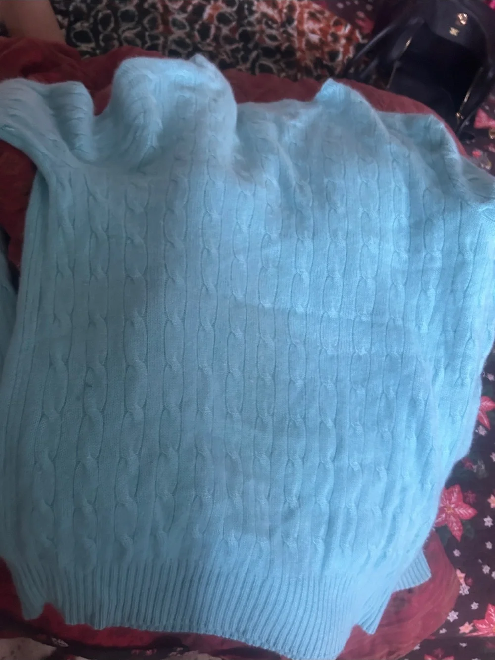 Polo by Ralph Lauren  vintage Pale Blue Cable-Knit Cashmere Sweater